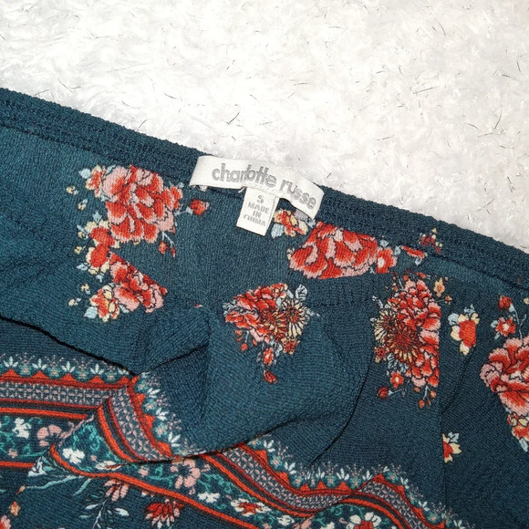 5 for $10 Charlotte Russe Dark Teal Floral Sleeveless Romper Size Small - Picture 5 of 11